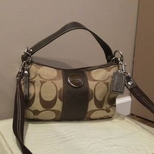 Coach signature stripe fabric crossbody